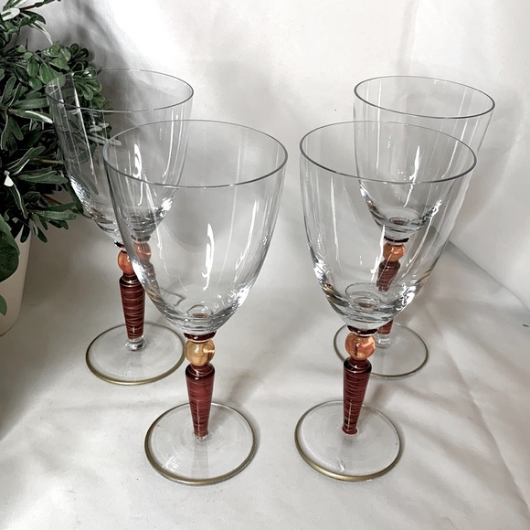 Beautiful Set of 4 pier 1 Orbit Spice water / wine goblet - Picture 1 of 8